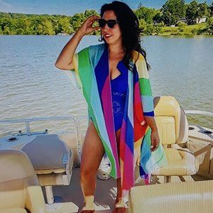 Woman's Sheer Multi Chiffon Kimono Duster One SZ